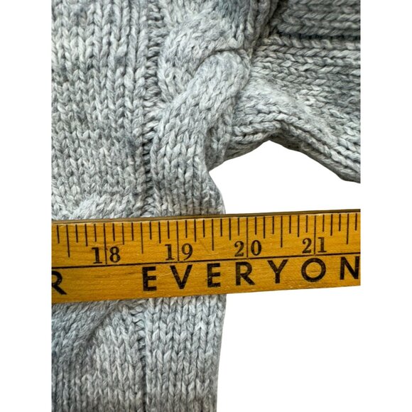 Lands End Womens Cable Knit  Sweater M/P Gray Wool Blend Fisherman Look - Picture 6 of 13